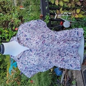 Rachel Zoe Babydoll Top Floral Short Sleeve Blouse Womens S